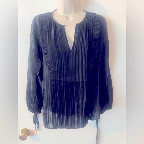 TRYB Navy pleated blouse XS - Picture 1 of 4